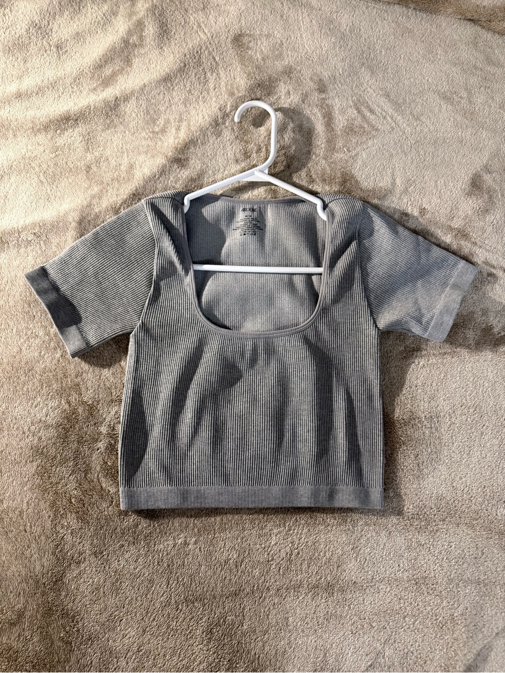ARDENE - Ribbed Square-Neck Top - Gray